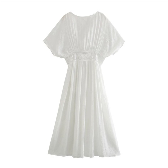 Black Maxi Kimono CoverUp Linen Cotton Lace - Picture 10 of 14